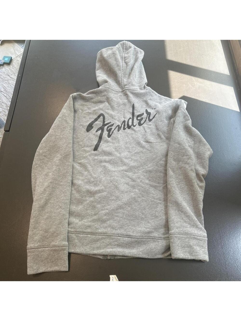 Fender Gray Full Zip Hooded Sweatshirt Size S